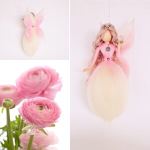 Ingliprintsess õrnroosas kleidis, kel käes roosa kvarts armastuse kivike